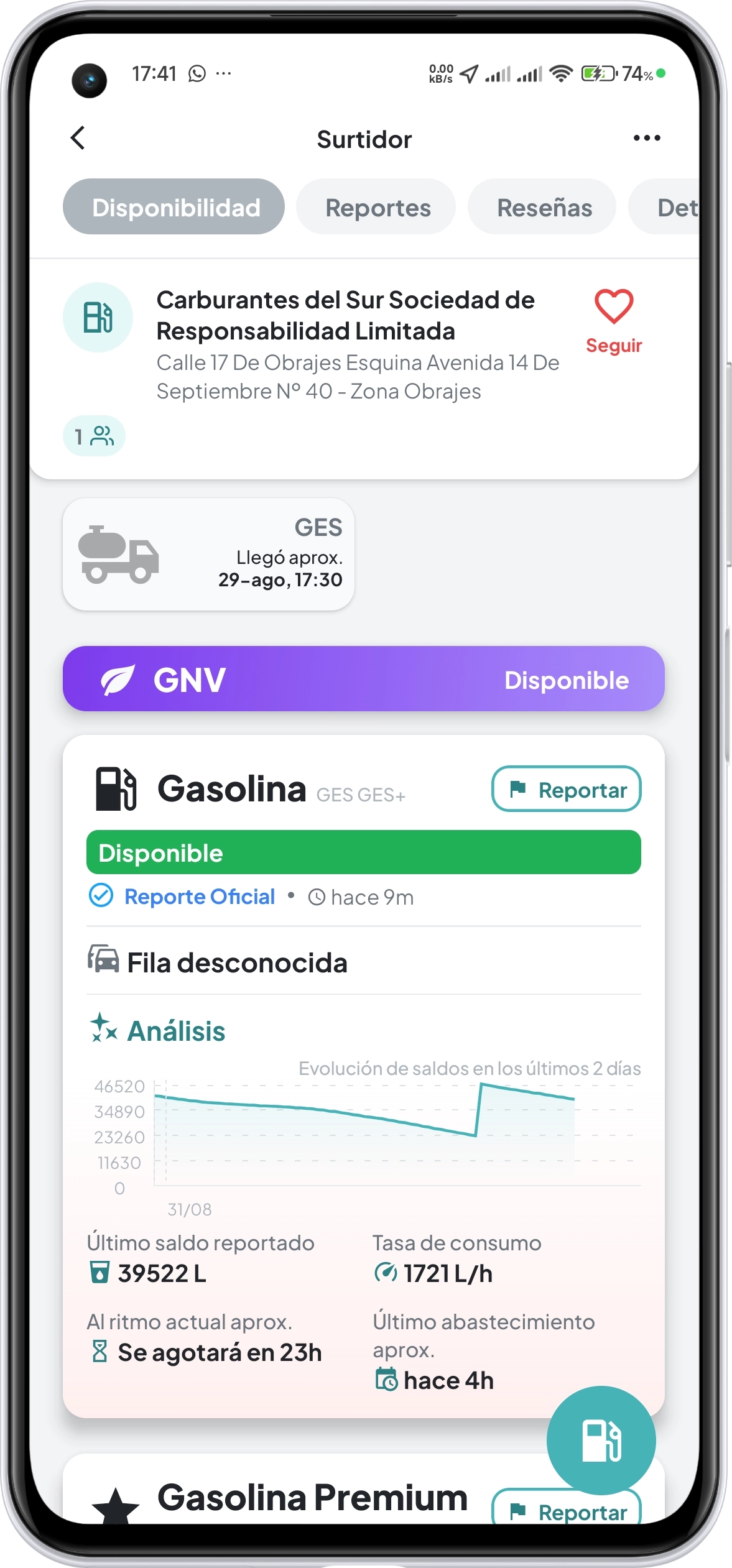 Historial de reportes